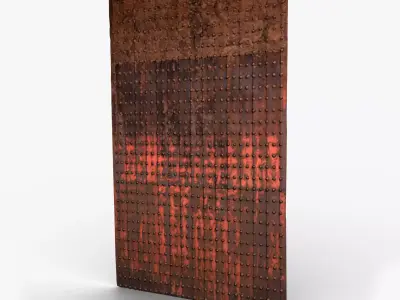 Medieval Riveted Iron Gate Panel Low-poly 3D model