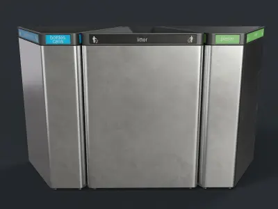 Street Trash Can 20 PBR Game Ready  Low-poly 3D model