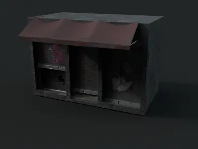 Scifi neon gun store - dangerous streets of cyberpunk city Low-poly 3D model