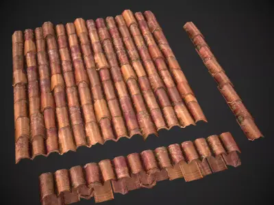 Old Roof Tiles Low-poly 3D model