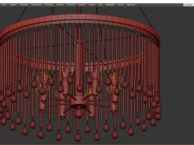Piper 6 Light Chandelier Round Pendant Light Low-poly 3D model