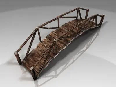 Curved plank bridge Low-poly 3D model