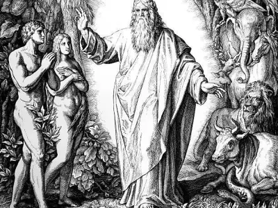 Paradise Adam and Eve with God 3D print model