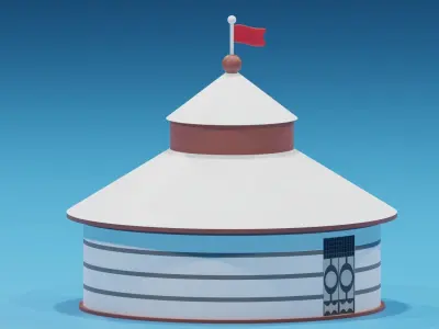 Cartoon Mongolian Yurt 1 3D model