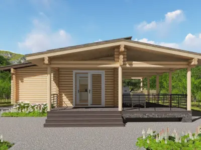 3D model of a wooden house 3D model 9