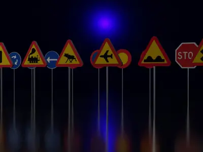 Swedish Road Signs Low-poly 3D model