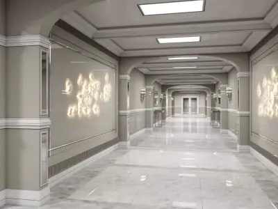 Grand Corridor Tileable Kit 3 3D model