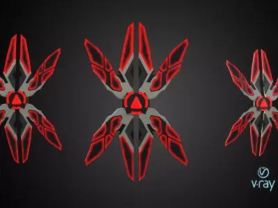 Flying Drone Defender Low-poly 3D model