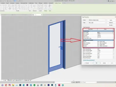 Door Modern Style 01 Parametric Family Revit 3D model