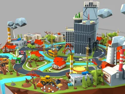 city plastic  Low-poly 3D model