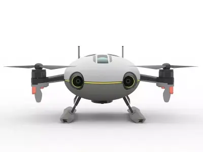 Futuristic Cartoon Surveillance Drone 3D Model Low-poly 3D model