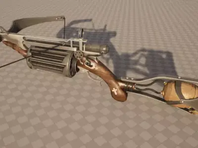 Crossbow revolver Low-poly 3D model