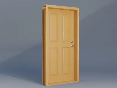 Wooden Door Low-poly 3D model order