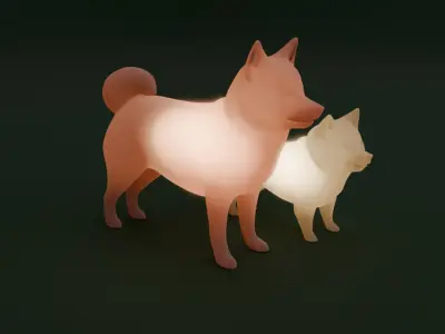 Indirect lighting of Shiba Inu and Mame shiba 3D model