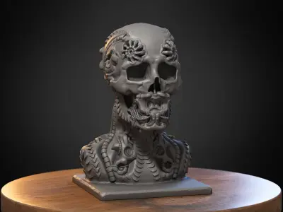Skull robot dragon Headphone Stand Cyborg skull dragon  3D print model