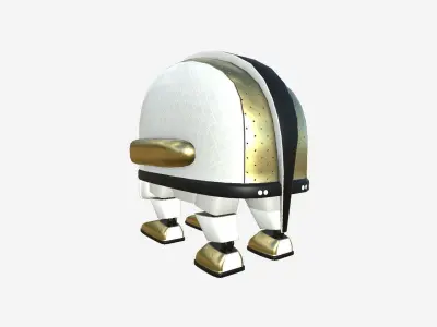 Turtleback Robot J05 White Gold - SciFi Character Design Low-poly 3D model