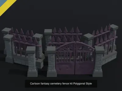 Cartoon fantasy cemetery asset Polygonal Style 3D Model Pack