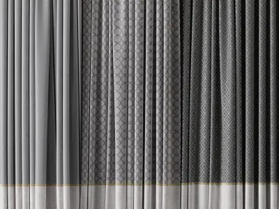hadi curtain 67 gray and white 3D model