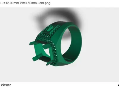 Men Ring With Asscher Cut Center Stone 3D print model