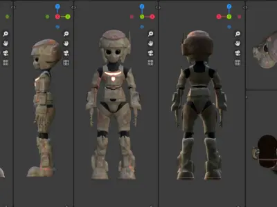 Scifi Android Girl Robot Character Rigged and Customizable Low-poly 3D model