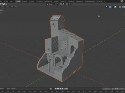 HOUSE-3 building with stairs 3D model