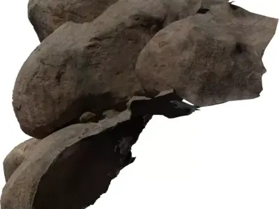 Photorealistic Boulder Wall Low-poly 3D model