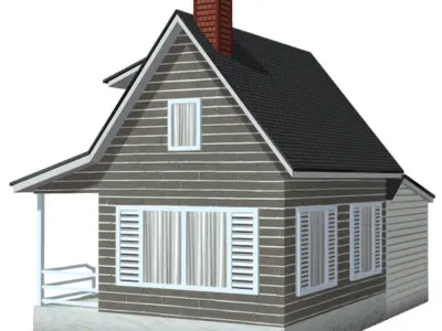 American Style Cottage - Town House Model Low-poly 3D model get