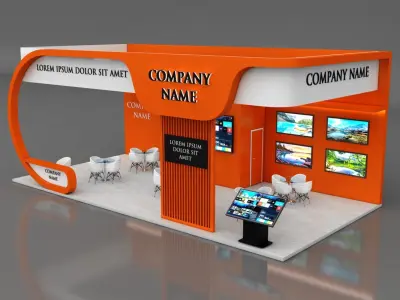 Booth Exhibition Stand Stall 6x12m Height 500 cm 3 Side Open 3D model