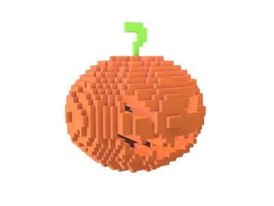 Voxel Halloween Pumpkin v2 002 Low-poly 3D model