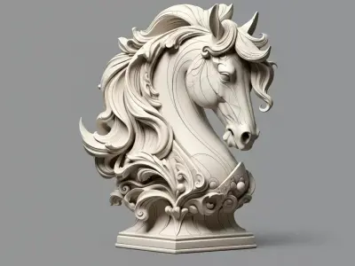 Bust Statue Horses 3D print model 3D model