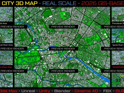 Berlin 3D Map 2026 Real Scale - Gis Based Data 3D model