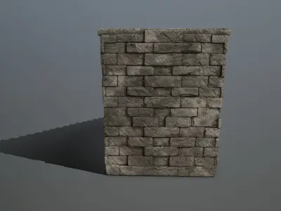 stairs stone wall Low-poly 3D model