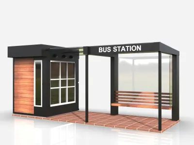 Bus station 3D model