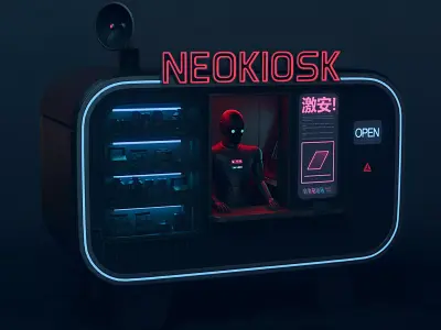 NeoKiosk - Cyberpunk Kiosk - Robot Character Low-poly 3D model