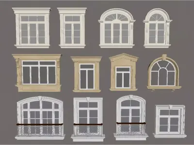 European-style windows 3D model