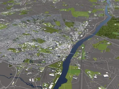 Albany New York USA 50x50km 3D model