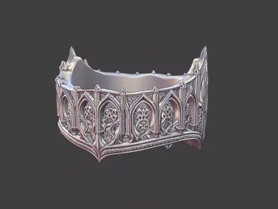 gothic scrollwork ring silver 3D print model
