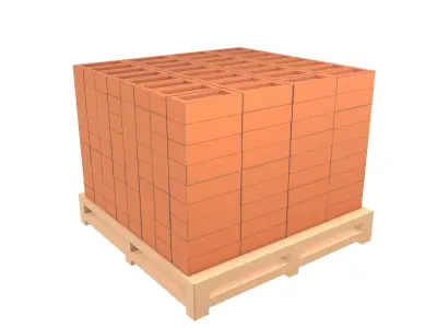 Lowpoly Pallet of Bricks v1 001 Low-poly 3D model