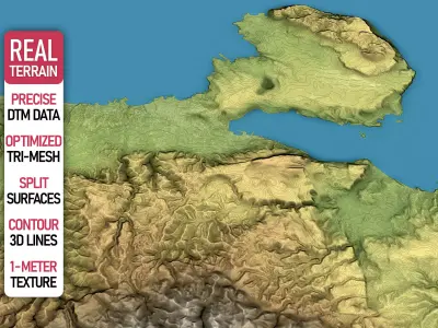 Chania - Topography Terrain Low-poly 3D model