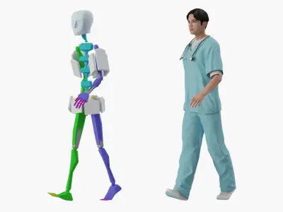  Asian Medic with Stethoscope Rigged 