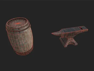 Wooden Shack Pack Low-poly 3D model