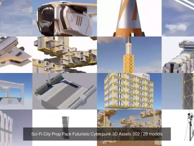 Sci-Fi City Prop Pack Futuristic Cyberpunk 3D Assets 002