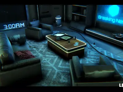 Cyberpunk Sci-Fi Futuristic Apartment Interior Environment Low-poly 3D model
