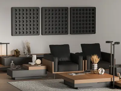 Set of furniture and interior decor 01 3D Model Pack