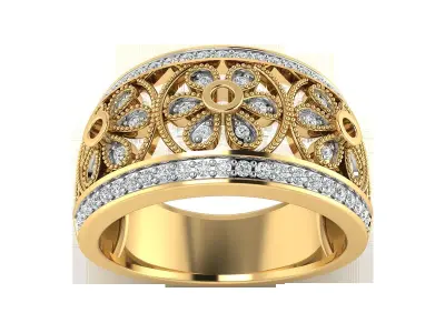 Light Weight Rose Gold Diamond Ring  -R-3890 3D print model