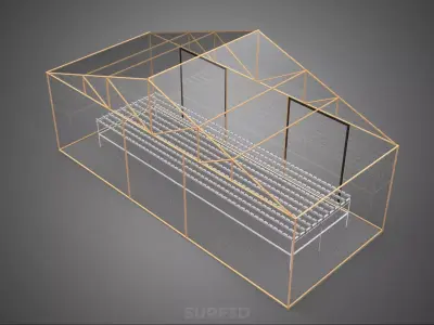 TRANSPARENT GREENHOUSE GARDEN NFT GROWING TABLE HYDROPONIC PLANT 3D model