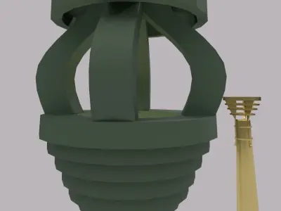 Lamppost golden light pole 3D model