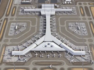 Doha - Hamad 3D Airport Low-poly 3D model