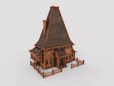 Medieval Building A09 Noble Wood - Scenery Backdrop House Low-poly 3D model