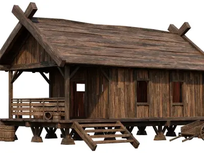 Old Building House 4K Textures GameReady 69 Low-poly 3D model